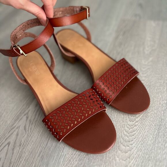 J. Crew Leather Perforated Sandals 9.5 - Picture 9 of 9